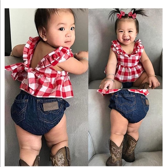 Aebai Fashion 2pc Red/White Gingham peplum top - Picture 2 of 14